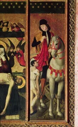 St. Martin, left hand panel from a triptych depicting Pieta between St. Martin and St. Catherine, 1475 (detail)